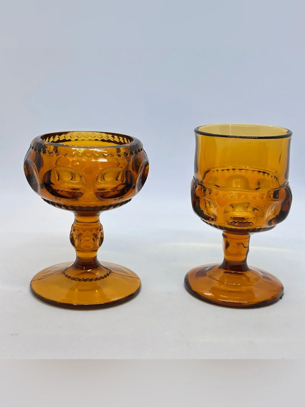 Indiana Glass Amber Kings Crown Thumbprint 4.25